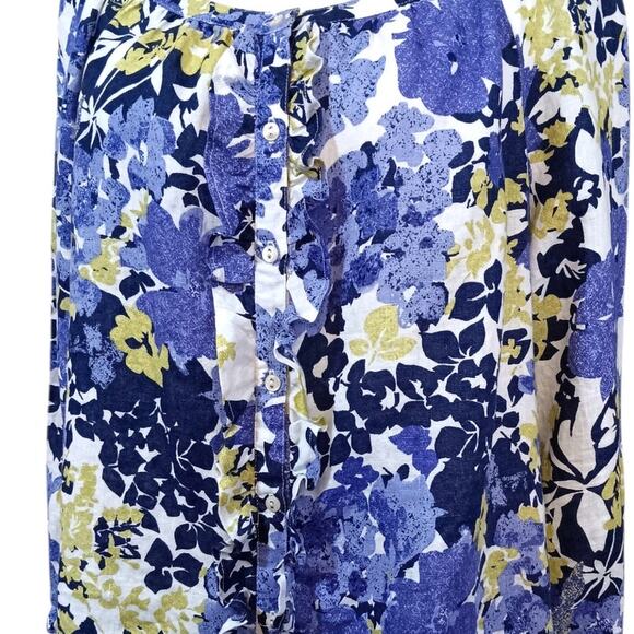 CHARTER CLUB 100% Linen Floral Tunic Top Blouse 14‎ XL Watercolors Flowy Comfort - Picture 4 of 8